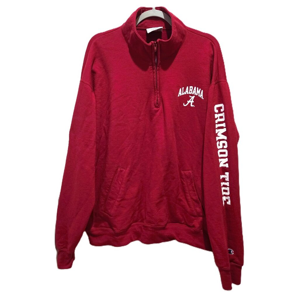 Champion Alabama Crimson Tide Sweatshirt Quarter Zip Pullover Red Spell out 2XL
